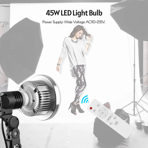 <strong>E27</strong> LED Bulb Video Light 45W Bi-color 3000K-6000K Photography Bulb W/ Remote Control Wide Voltage AC110~235V for Studio Portrait