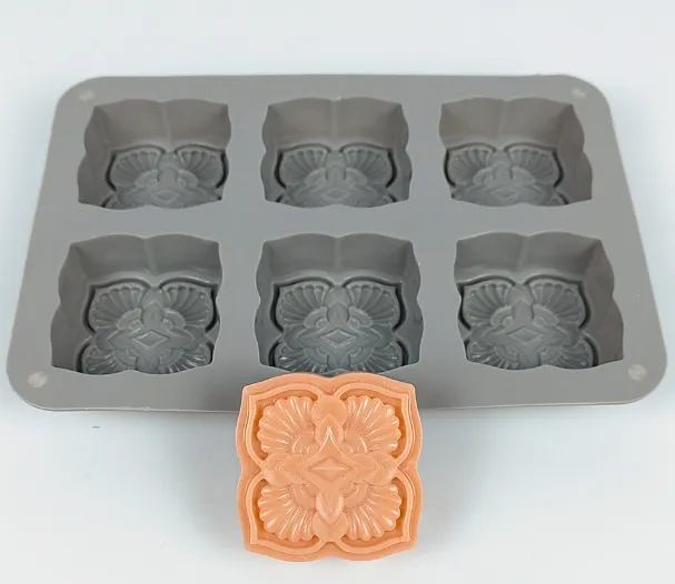 Molde de silicone para sabonete, barra quadrada, molde de silicone para fazer sabonete, cupcake, muffin, muffin, cornbread, bandeja, 6 cavidades, faça você mesmo