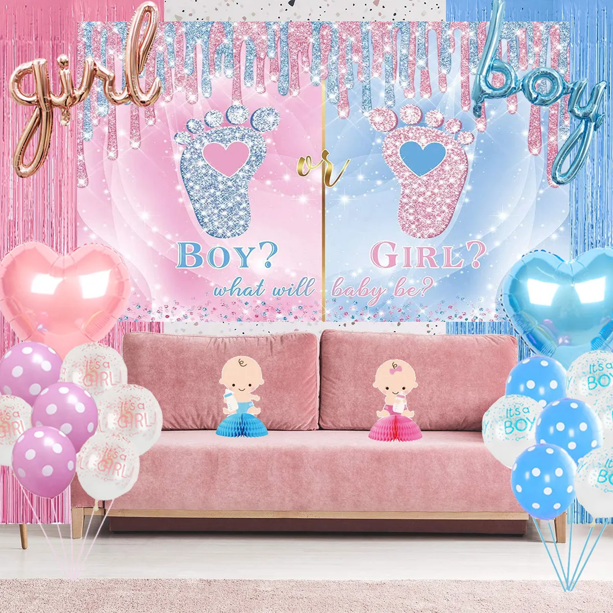 Gender Reveal PARTYCOOL Gender Reveal Decoration Party Gender Reveal Balloon Background Baby Shower Party Boy And Girl Party Supplies