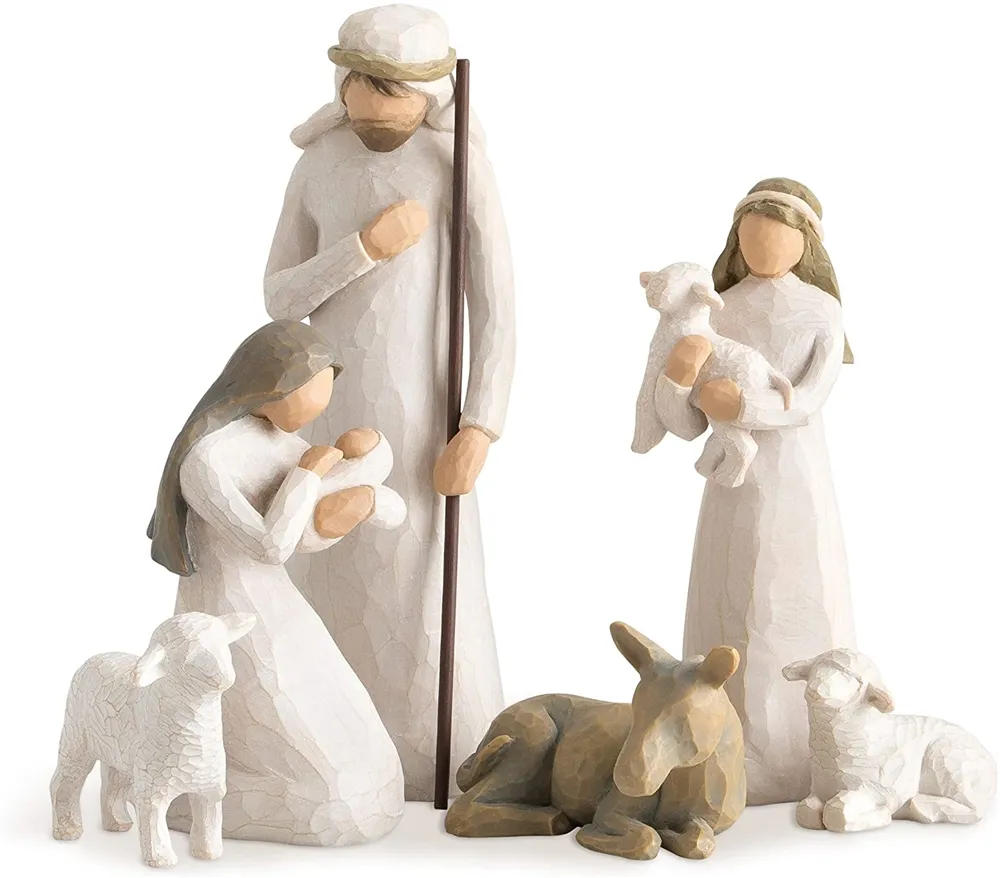 Figuras de Natividad pintadas a mano, conjunto de 6 piezas, figura artística, decoración de Jesús, estatua, adorno de mesa, regalos de decoración del hogar