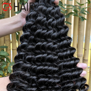 GS ucuz 100% ham işlenmemiş toptan toplu takma saç, işlenmemiş işlenmemiş insan saçı toplu derin dalga toplu örgü insan saçı - Product Image 3