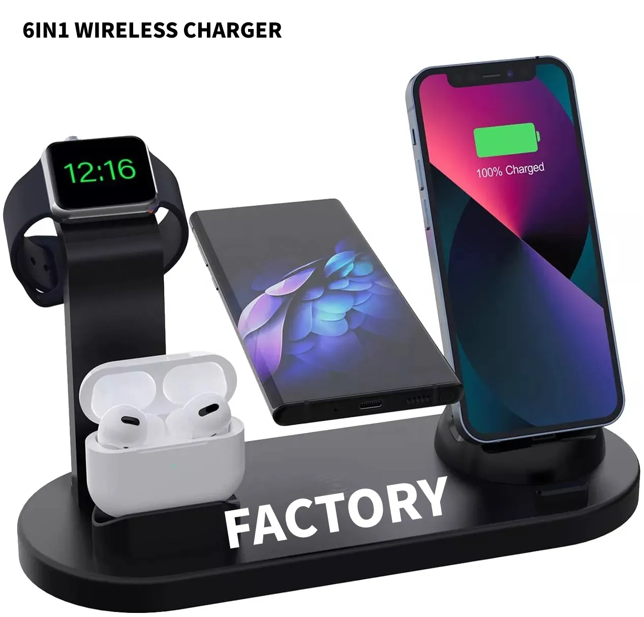 Best Seller Trending Products Fast 3 Qi for AirPods IWatch Phone 6in1 Wireless Charger Mobile Phone Accessories