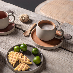 Classic Ins Simple Ceramic Flower <strong>Cup</strong> With Lid Creative Office Mug Saucer Set for Afternoon Tea or Coffee for Back to School - Product Image 3