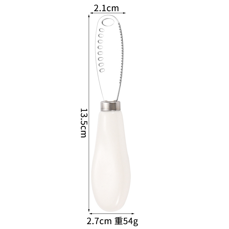 White ceramic handle butter knife with perforation