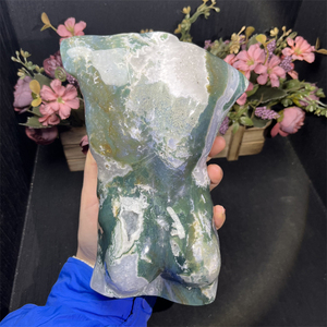 Doğal kristal el sanatları moss akik erkekler vücut moss akik modeli ev dekorasyon için