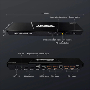 TESmart-Conmutador de vídeo KVM HDMI, 2 entradas, 1 salida para 2 ordenadores portátiles, monitor dual 4K60Hz con conmutador de matriz de consola EDID 2x2 KVM