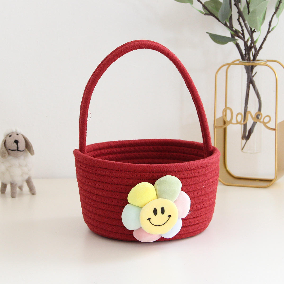 Wine red-smiling flower, medium hand carry frame