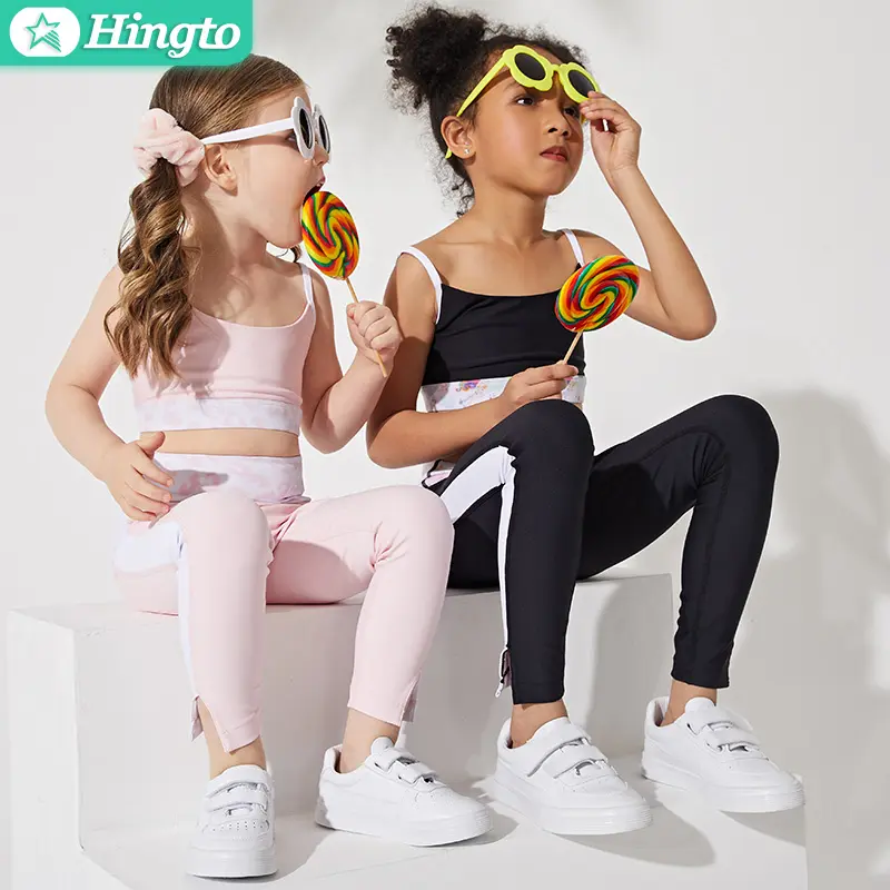 Hingto ชุดกางเกงโยคะสำหรับเด็กผู้หญิง,ชุดเลกกิ้ง2023ชุดเลกกิ้งสำหรับใส่เล่นกีฬาเด็กหัดเดิน