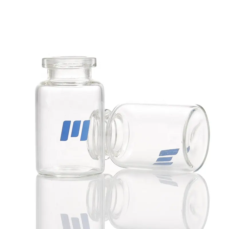 製薬会社向けプラスチックアルミニウムフリップキャップとラバーストッパー付き透明ガラスバイアルを卸売