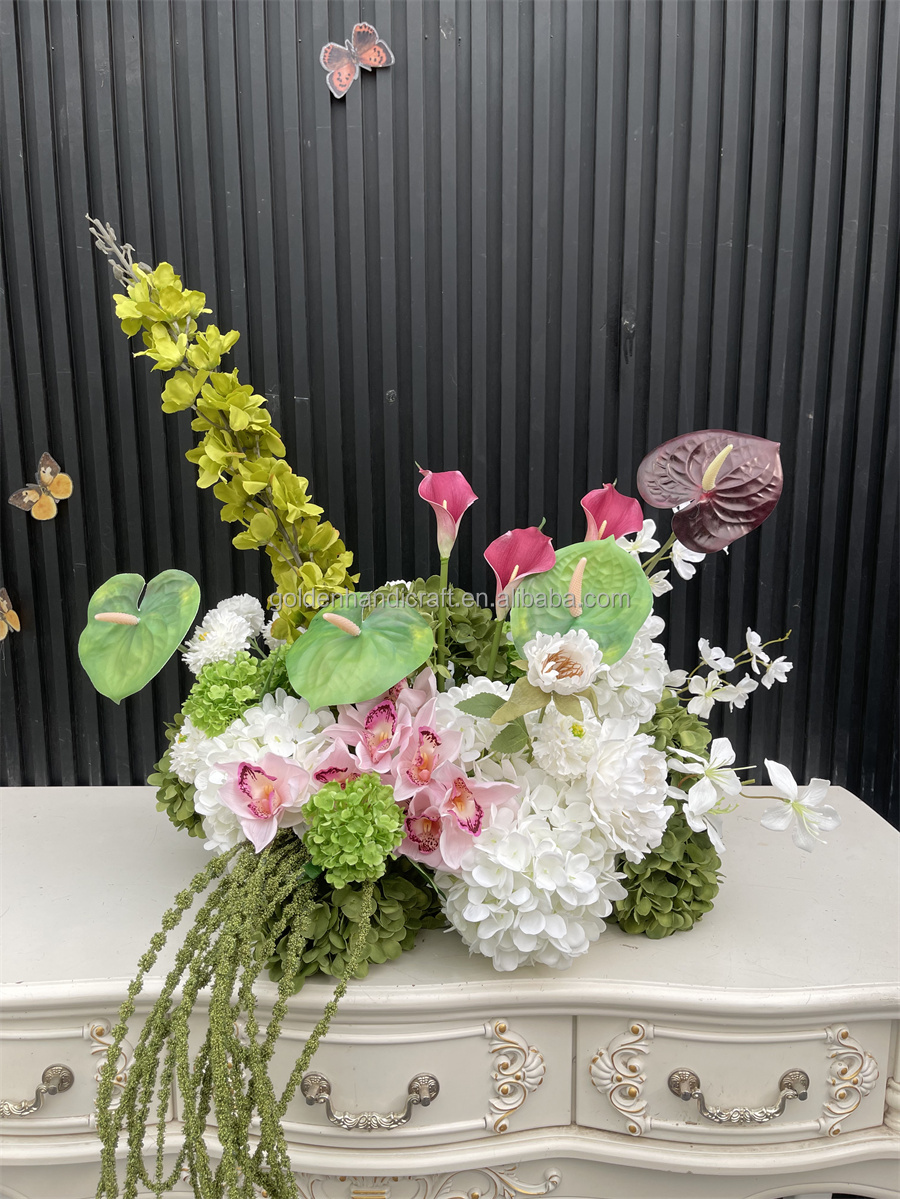 Boule de fleurs vert rose 60cm