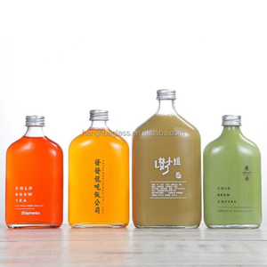 Bán Buôn Rỗng Rõ Ràng Vuông Phẳng Chai Thủy Tinh 100Ml 200Ml 350Ml 500Ml Với Nhôm Cap Cho Lạnh <span class=keywords><strong>Brew</strong></span> Cà Phê Rượu Vang Nước Trái Cây - Product Image 1