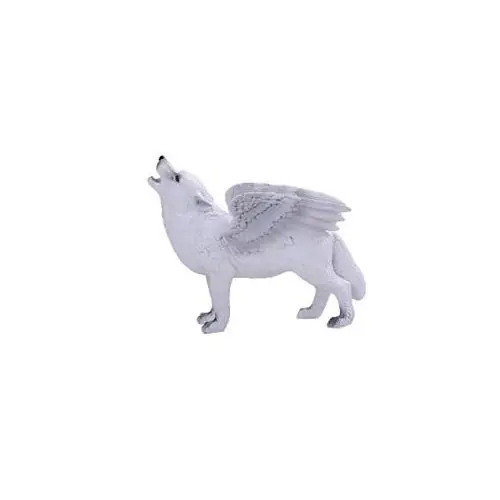 Personalizado Estatuetas de Resina Lobo Branco com Asas de Anjo