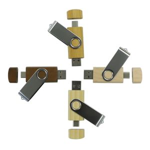 USB C 16g旋转木制竹制USB闪存驱动器定制徽标32g C型高速USB驱动器 - Product Image 5