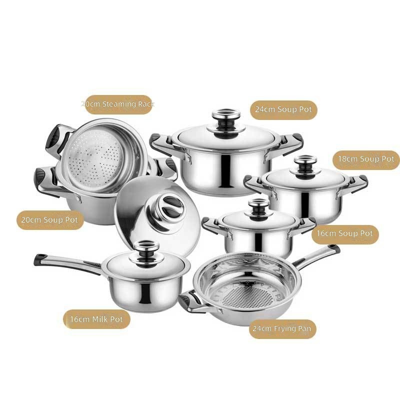 Magnetic wide-sided pot 12-piece set