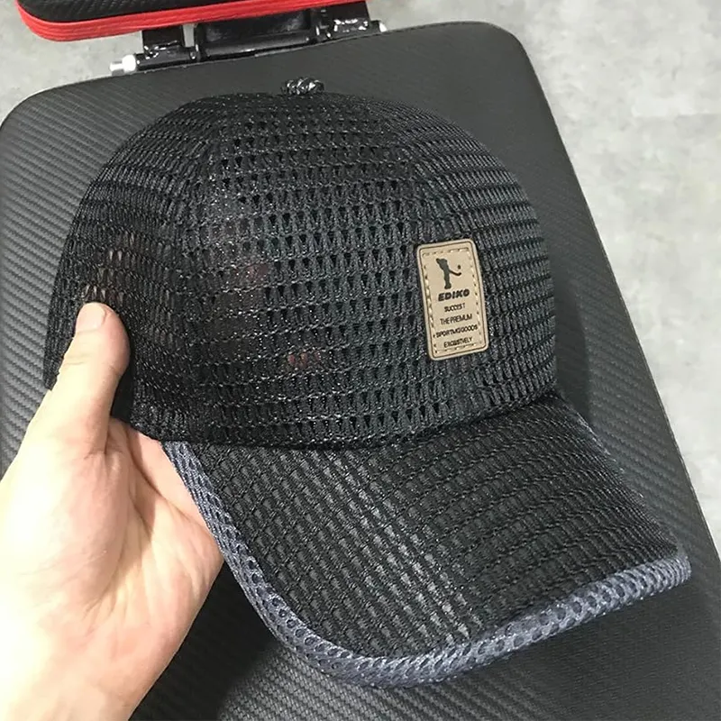 Fashion Outdoor Breathable Full Net Sunshade Hat Unisex Men and women full Mesh Baseball Cap with custom rubber patch