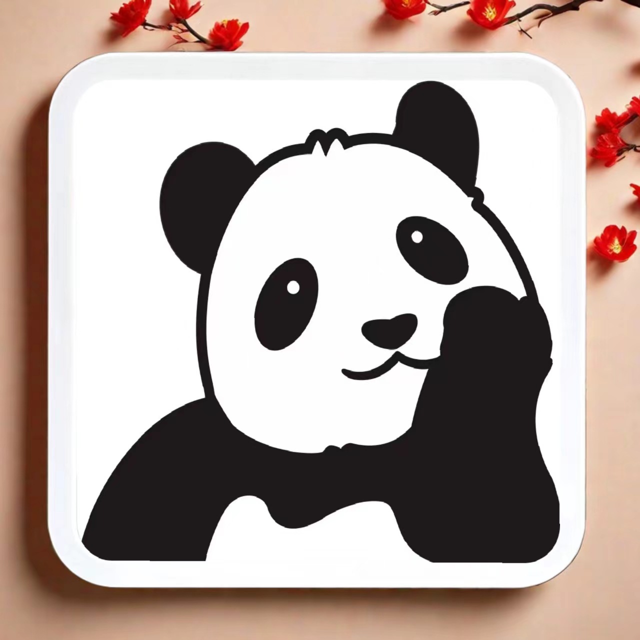 Panda enmarcado en blanco