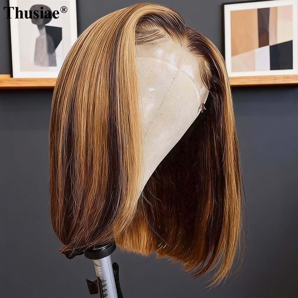 Perruque Bob Lace Frontal en Cheveux Humains - Mèches Blondes