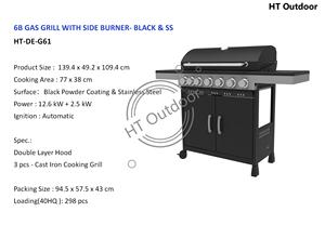 Hiện đại 6-<span class=keywords><strong>burner</strong></span> freestanding đen & thép không gỉ <span class=keywords><strong>gas</strong></span> nướng với Side <span class=keywords><strong>Burner</strong></span> & cửa đôi cho ngoài trời thịt nướng & nấu ăn - Product Image 4