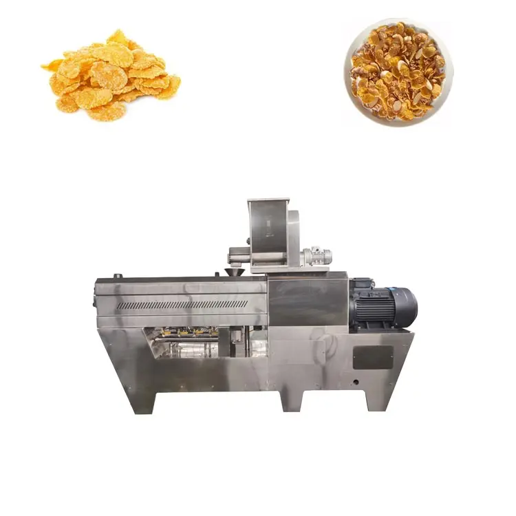 100-150 kg/h Máquina automática para hacer bocadillos de cereales para desayuno inflado Línea de maquinaria extrusora de copos de maíz de Nutrición de hojaldre