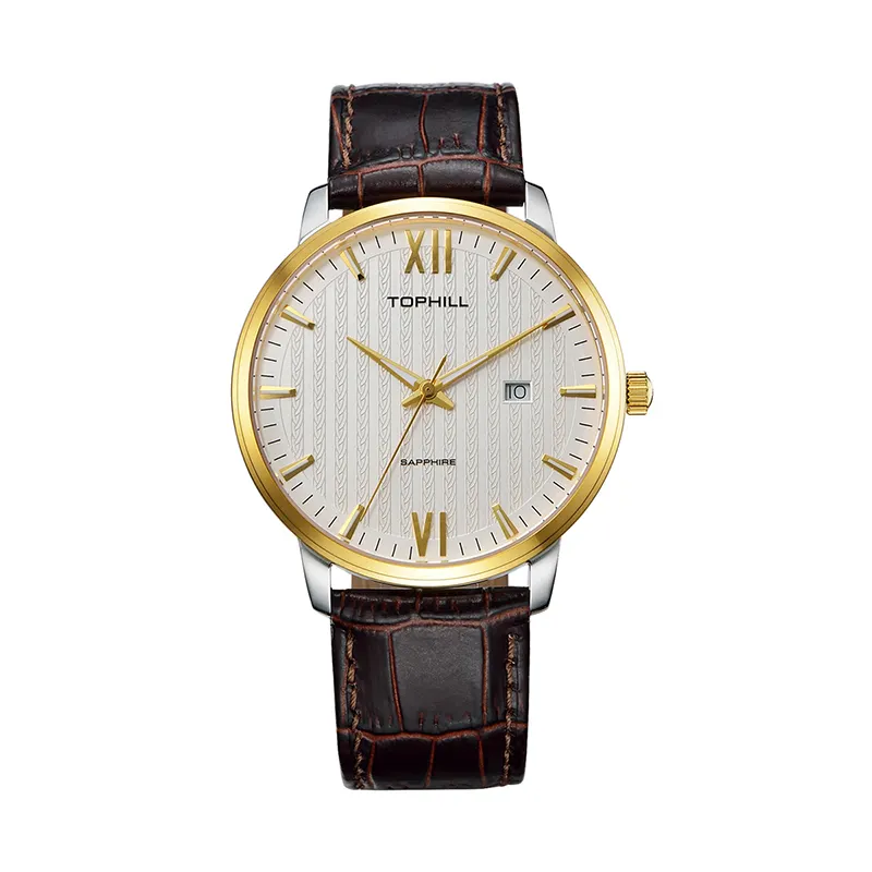 Relógio de negócios de aço inoxidável luxuoso à prova d'água tophill marca de moda esportiva relógio de quartzo para homens