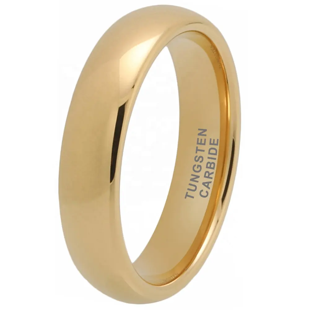 Coolstyle Dropshipping 5mm Banhado A Ouro de Jóias Por Atacado Moda Engagement Wedding Band Anel De Carboneto De Tungstênio para As Mulheres Homens