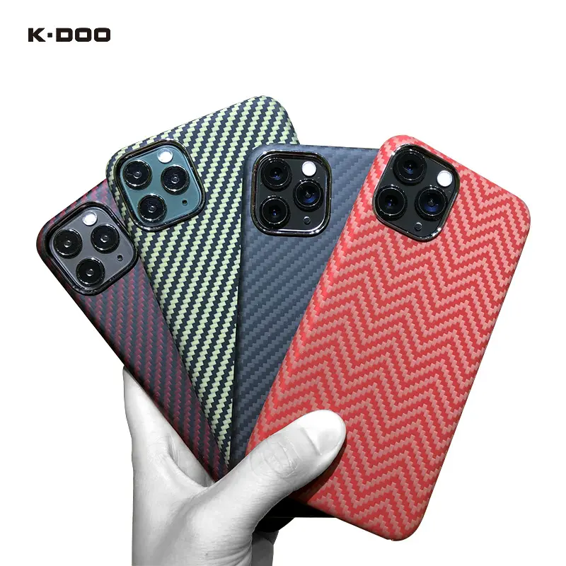 K-Doo 탄소 섬유 케이스 Keivlar 소재 하이 엔드 다채로운 모바일 커버 전체 보호 iPhone11/11pro/11promax