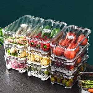 OWNSWING Stackable Refrigerator Organizer Bins With Lids BPA-<strong>Free</strong> Storage Containers Removable Drain Tray for <strong>Veggie</strong> - Product Image 1