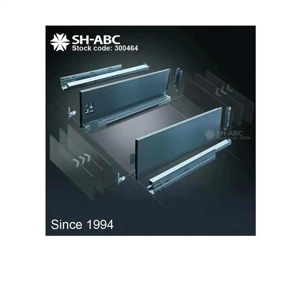 Alta vendita SH ABC full extension soft close a doppia parete cassetto scorrevole in metallo sottile tandem cassetto senza telaio da cucina hardware
