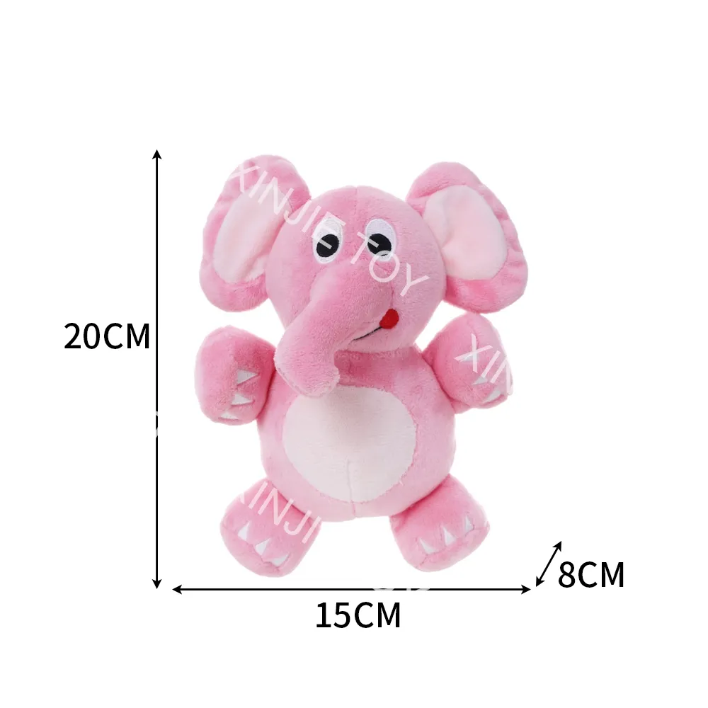 Personalizado de pelúcia do desenho animado elefante, shakes, um tubo de som, boneca bb, soothe baby brinquedo, pelúcia 20cm, olhos grandes, elefante rosa, boneca, brinquedo