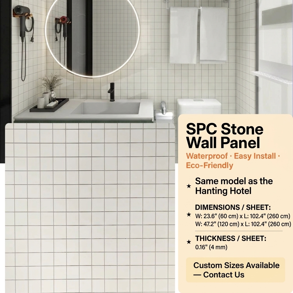 Spc stone-crystal wall panel-white small grid-same style as hote