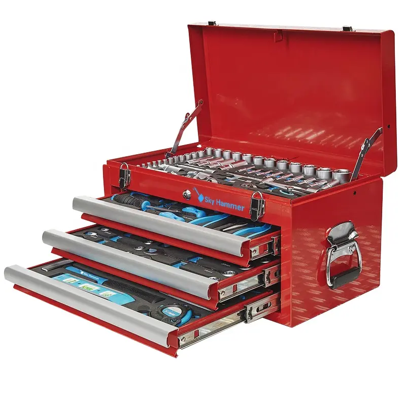 Ensemble d'outils de mécanique CR-V de 80 pièces avec coffre à outils à 3 tiroirs boîte à outils robuste Kit d'outils de réparation