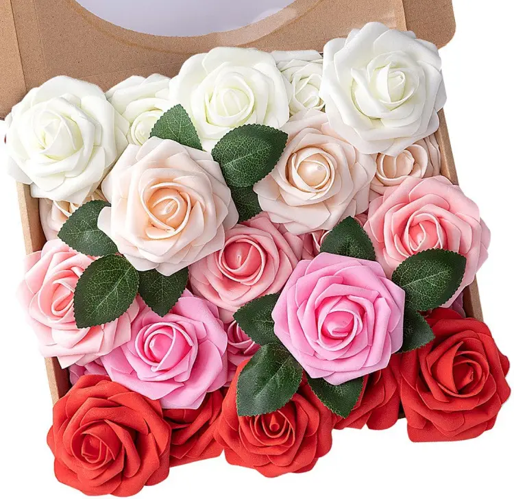 8cm flores artificiais de rosa branca, rosas, toque real, espuma artificial, decoração, diy para festa de casamento, decoração de casa