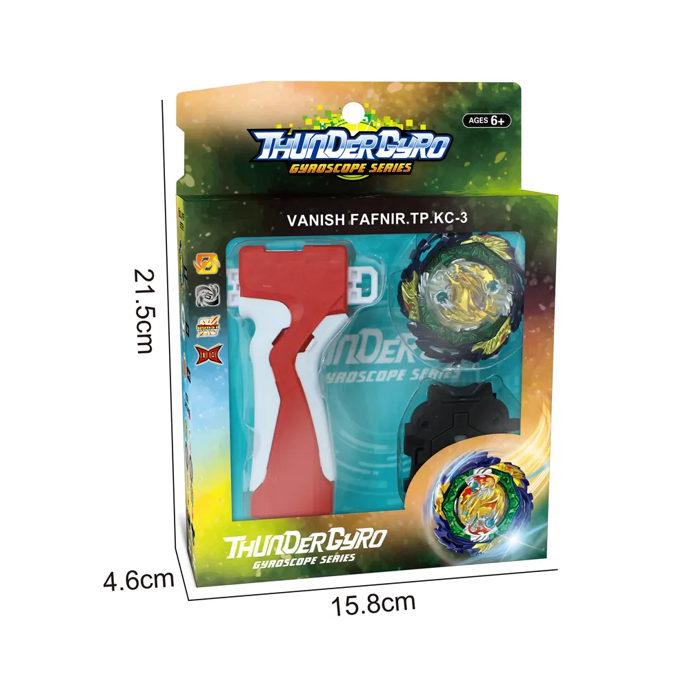 High quality metal and plastic Burst top+single-turn transmitter+handle spinning top toy