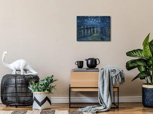 Tranh in vải hiện đại Wieco - Đêm đầy sao trên sông Rhône của Van Gogh - Bản sao tranh sơn dầu nổi tiếng để trang trí nhà cửa và văn phòng - Product Image 3