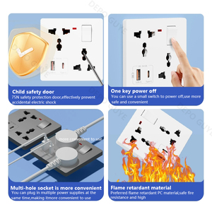 Universal <strong>6</strong>-Pin Wall <strong>Socket</strong> Panel UK Electrical Outlet DC 5V 3A Type-c USB Charger Mobile Phone Charging Type C <strong>Socket</strong> <strong>16A</strong> Rated - Product Image 4