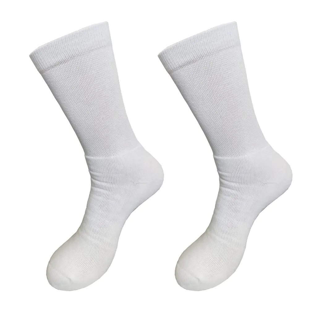 Calcetines sublimados personalizados para equipo, stock de poliéster, tubo de sublimación blanco en blanco, nuevos calcetines en blanco para imprimir