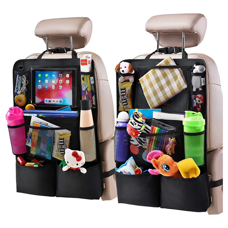 OEM Portable Backseat Car Organizer Kick Mats Back Seat Protector con supporto per Tablet trasparente Organizer per sedile posteriore regolabile per auto
