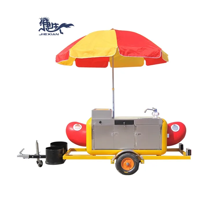 Carrello per hot dog con rimorchio per carrello da forno mobile tipo barra di traino JX-HS230 in vendita