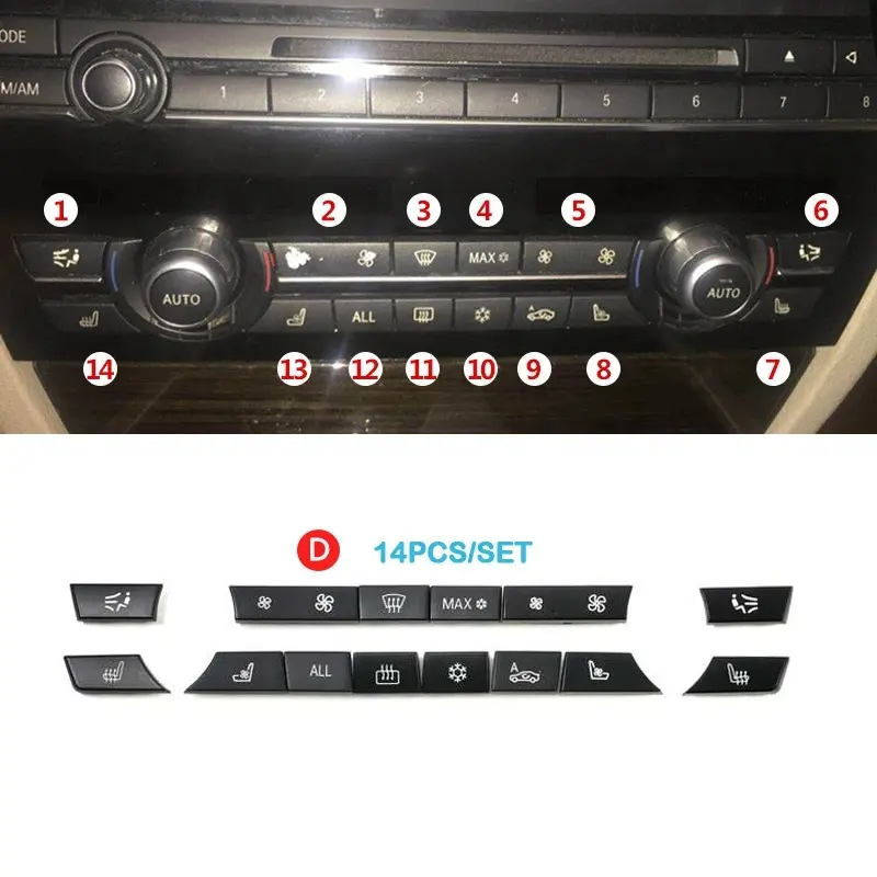 Запасные крышки для кнопок кондиционера приборной панели для BMW 5 6 7 Series X5 X6 F10 F18 F06 F12 F01 F02 F15 F16 520 523