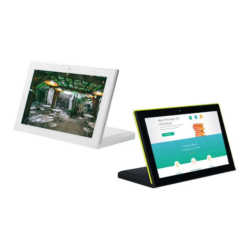 Tampilan Iklan 10.1 inci bentuk L RK3128 Tablet PC Android POS 1280*800 Ram 1G untuk umpan balik pelanggan