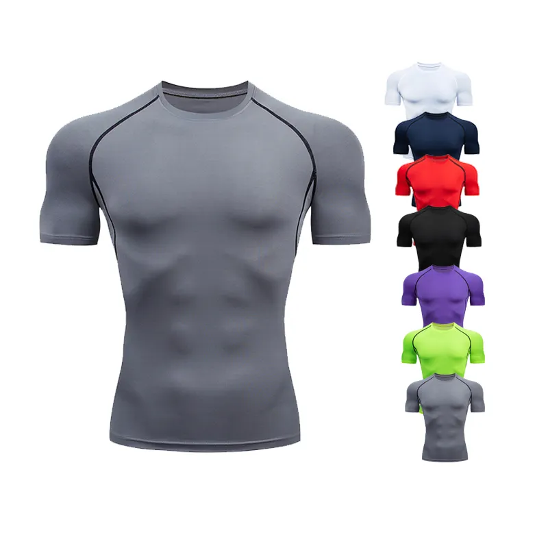 Camisetas de compresión para correr para hombre, camiseta de fútbol de secado rápido, ropa deportiva para gimnasio, camiseta de manga corta