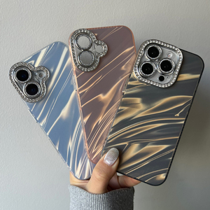 Yeni moda nervürlü desen iPhone 16 için Pro Max Glitter kamera koruyucu telefon iPhone için kılıf 15 14 13 12 11 elmas durumda - Product Image 6