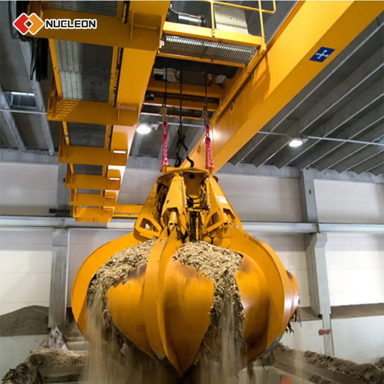 Chine Nucleon marque QZ 3 tonnes 5 tonnes modèle Double poutre pont d'appui aérien pont roulant avec grappin à godet hydraulique