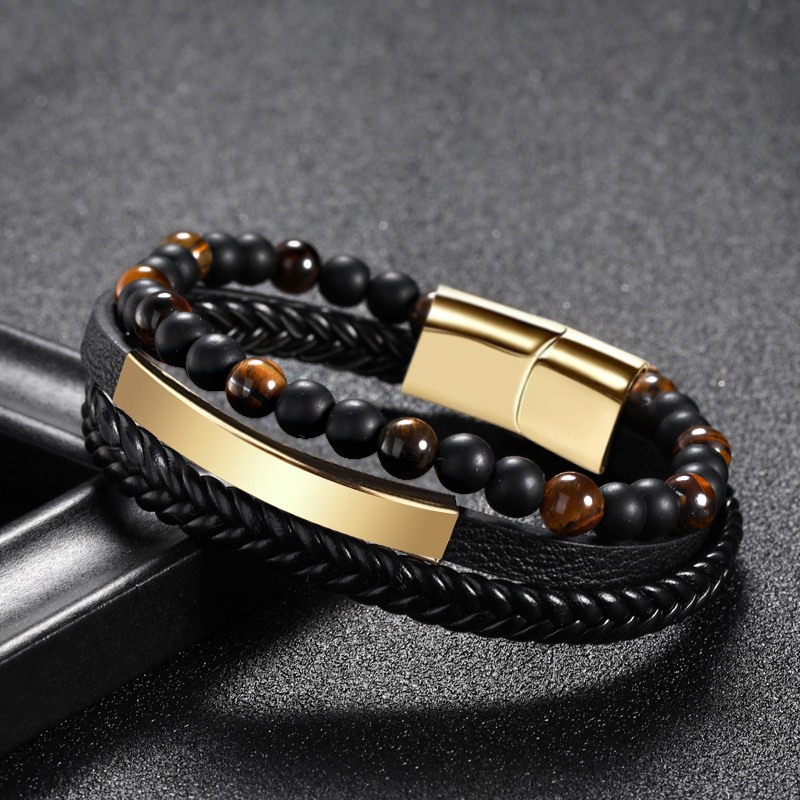 BLACK Golden bend three layer yellow tiger eye