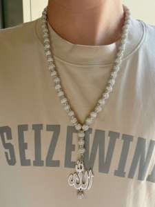 Kalung besar Muslim Arab, Kalung bola disko berlian imitasi rantai Sweater Arab Allah untuk doa Muslim - Product Image 4