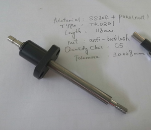 20年工厂定制不锈钢丝杠TR0802，螺母内有弹簧