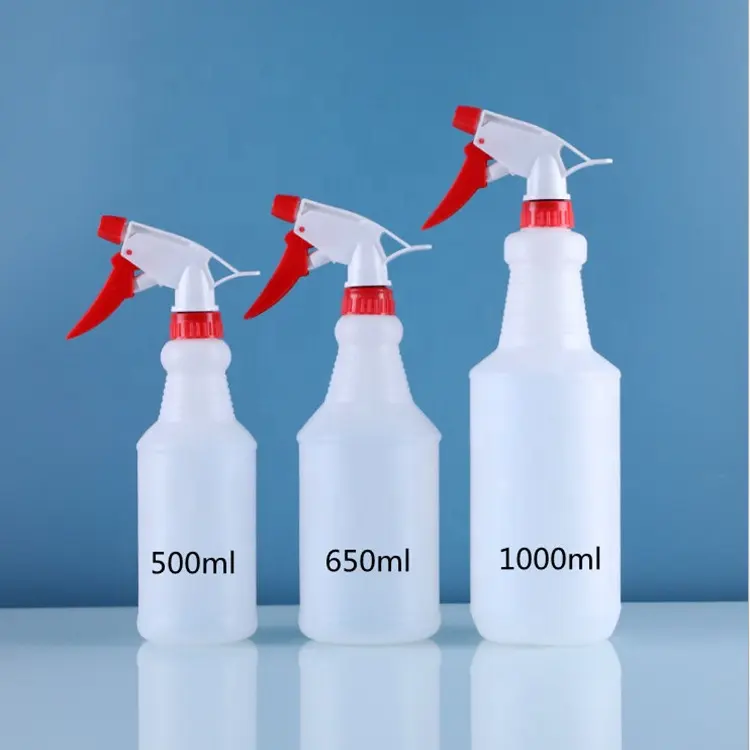 स्टॉक कम MOQ बड़ा प्लास्टिक खाली प्राकृतिक रंग 1000 मिलीलीटर एचडीपीई ट्रिगर स्प्रे बोतल 28/400 ट्रिगर स्प्रे के साथ