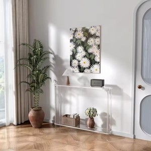 Fabrika yapımı 2-Tier şeffaf akrilik dar konsol masa Entryway için sıska giriş masa kanepe oturma odası için - Product Image 6