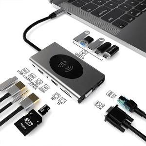 OEM USB C USB 3.0 lettore di schede adattatore per Docking Station per Laptop 14 In 1 multifunzione da tipo C a doppio Hub HDMI con Ethernet - Product Image 1