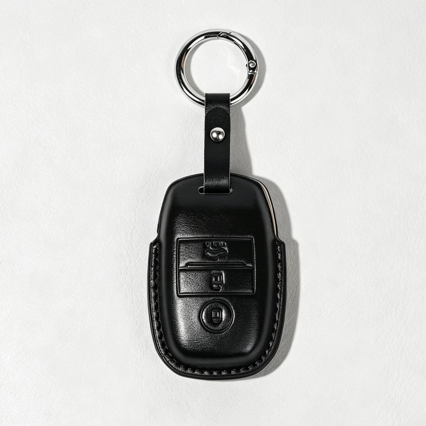 Estuche de cuero negro estilo a - Estuche corto de cuero para llaves con hebilla P2.
